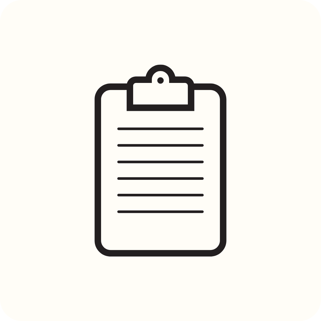 As Sabiqoon Community Icon of a clipboard with a document on a white background