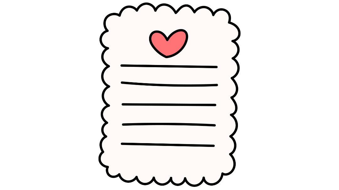 Notepad with a heart symbol on a white background